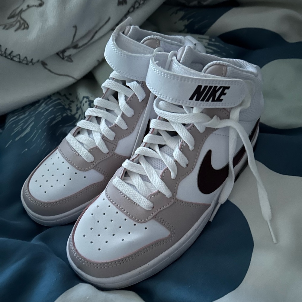 Nike White and Tan High-Top Sneakers